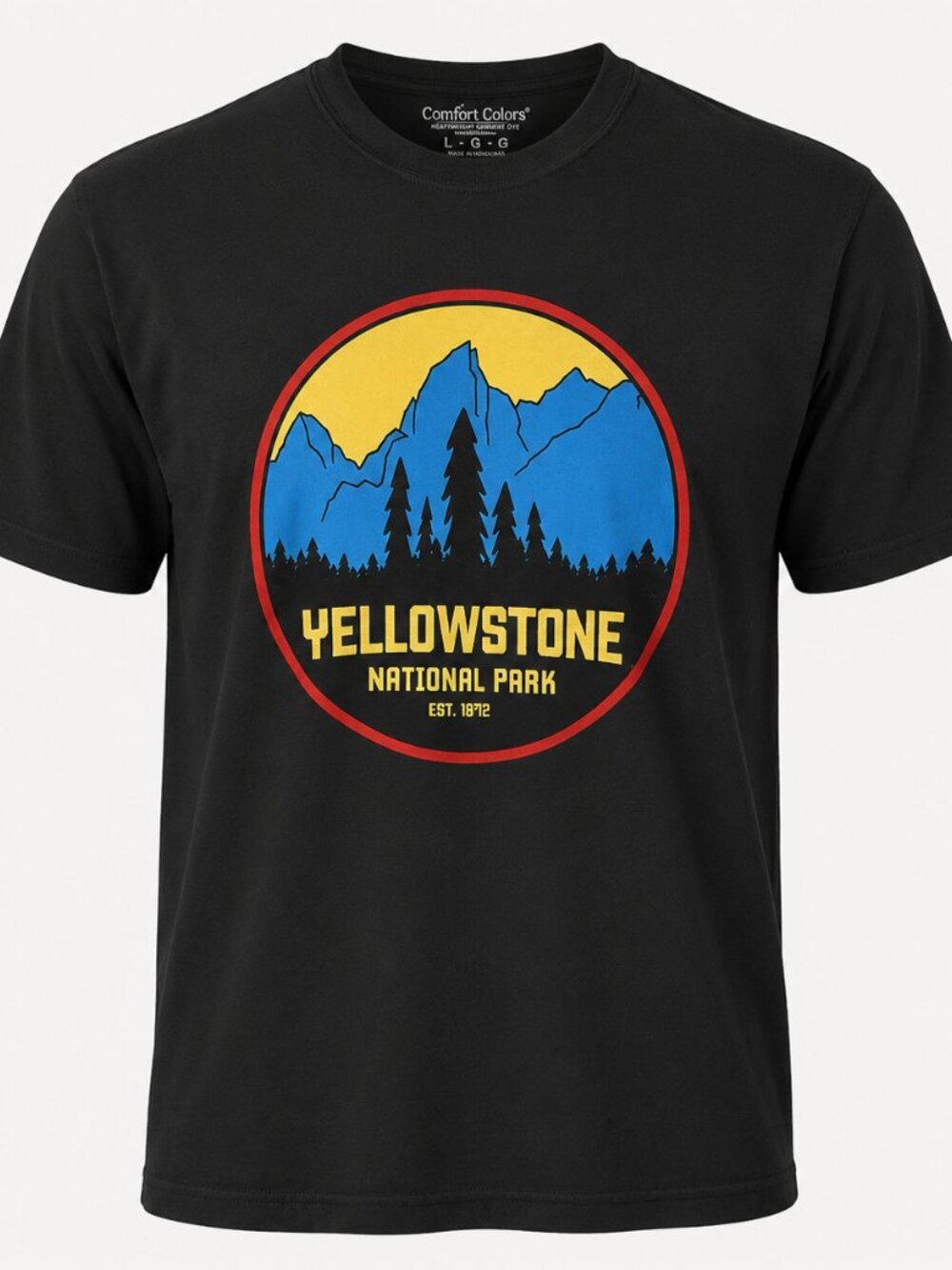 Yellowstone National Park T-Shirt Men’s L Black Graphic Tee Made in USA NWT